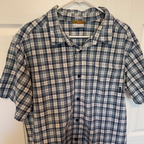 Columbia Men's Short Sleeved Plaid Button Down Shirt Blue White Size XL - Picture 2 of 12